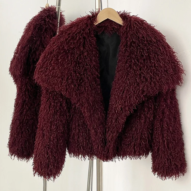Mueyeruho 2025 Fall Winter Women Faux Fur Jacket Coat Tassel Solid Long Sleeve Thick Warm Overcoat Outwear Fluffy Coat For Women