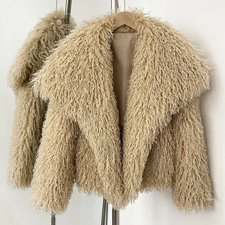 Mueyeruho 2025 Fall Winter Women Faux Fur Jacket Coat Tassel Solid Long Sleeve Thick Warm Overcoat Outwear Fluffy Coat For Women
