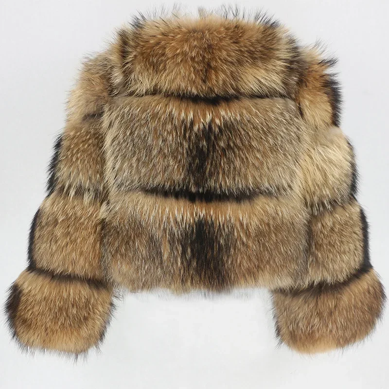 Punk Fake Raccoon Fur Jacket Women Autumn Winter Faux Fur Fox Coats Short Coat Jackets Furry Outerwear Work Thick Warm Coats
