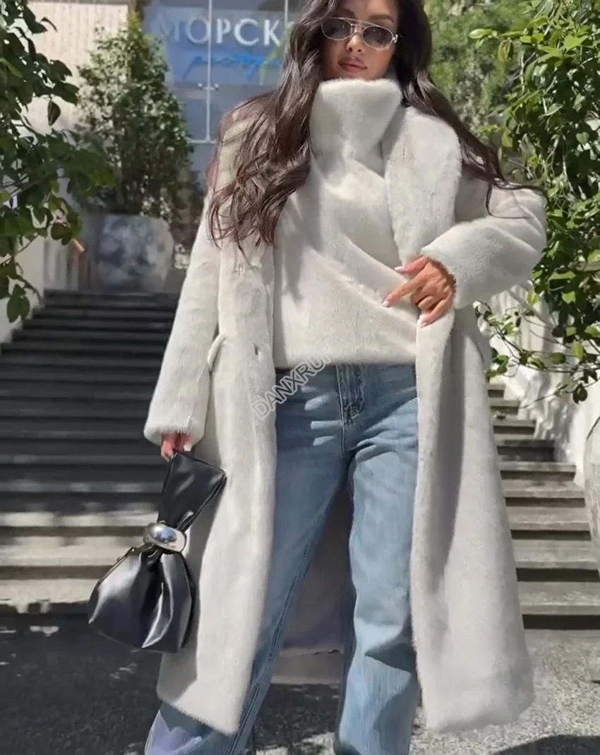 DANXRUHA 2026 Fashion Women's Faux Fur Coat Artificial Sable Vest Autumn Winter Turtleneck Eco Mink Fur Tank Tops Sleeveless