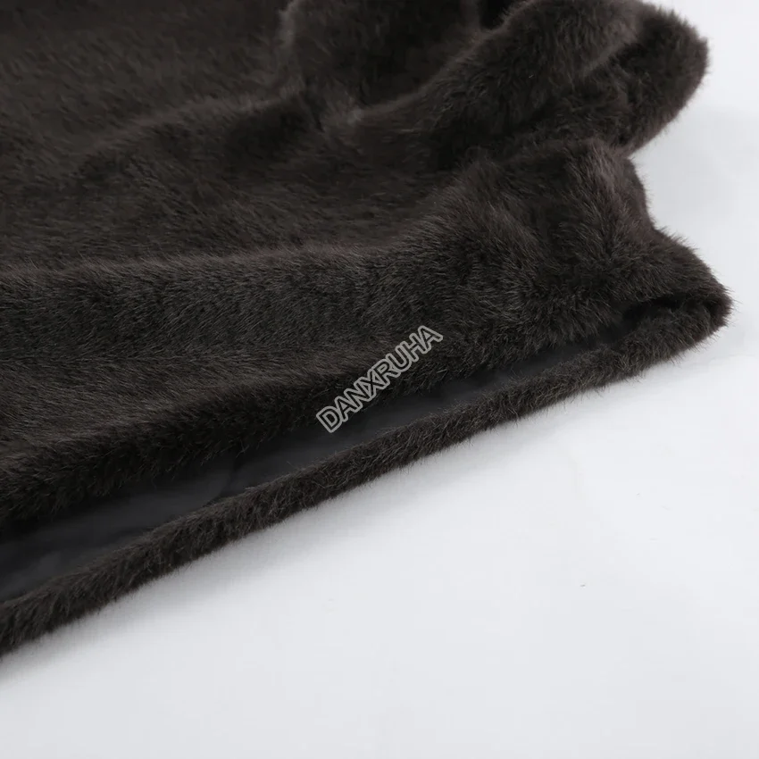 DANXRUHA 2026 Fashion Women's Faux Fur Coat Artificial Sable Vest Autumn Winter Turtleneck Eco Mink Fur Tank Tops Sleeveless