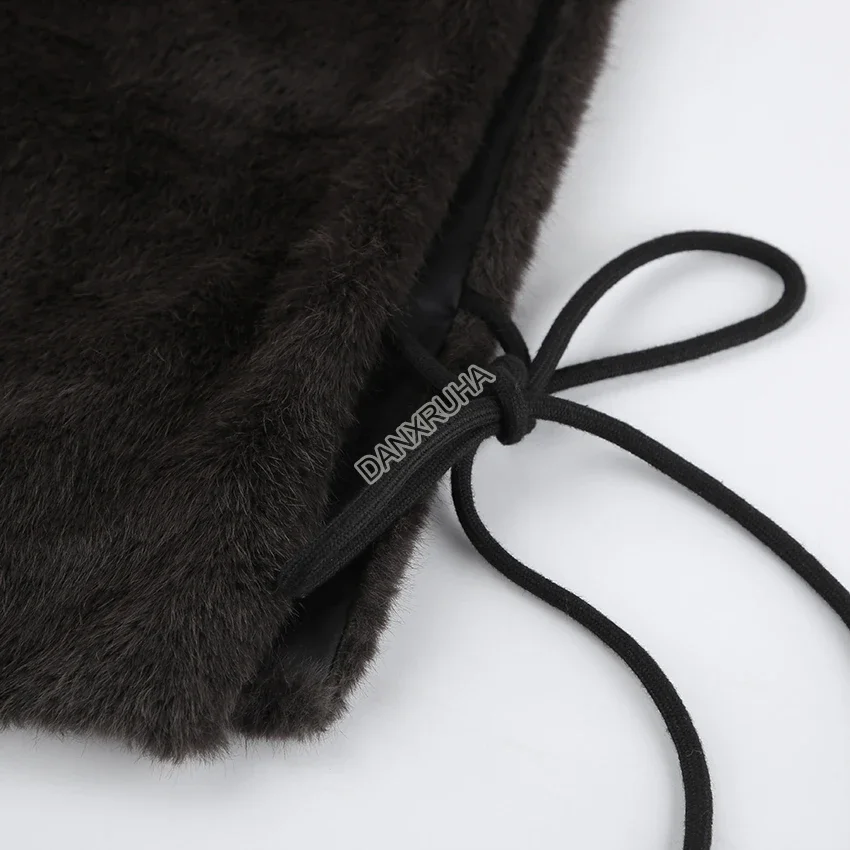 DANXRUHA 2026 Fashion Women's Faux Fur Coat Artificial Sable Vest Autumn Winter Turtleneck Eco Mink Fur Tank Tops Sleeveless