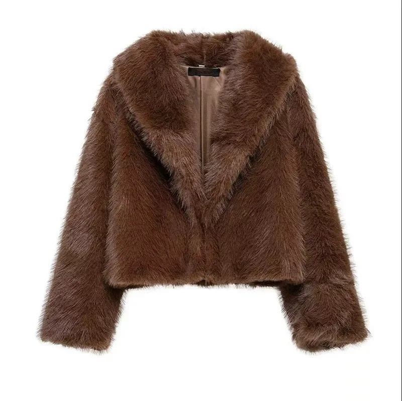 Winter Eco-Friendly Faux Mink Fur Thickened Short Coat Women's Fur Top Artificial Pelt Jacket Warm Cosy Trendy Outerwear