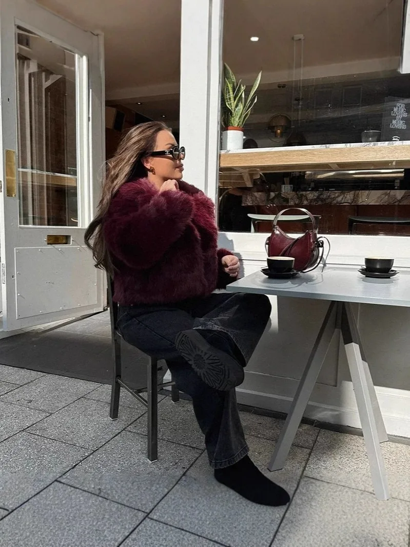 Winter Eco-Friendly Faux Mink Fur Thickened Short Coat Women's Fur Top Artificial Pelt Jacket Warm Cosy Trendy Outerwear