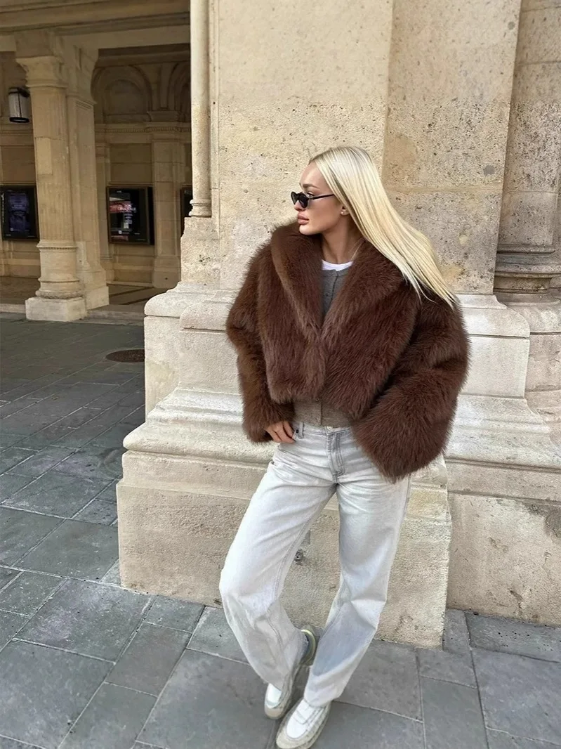 Winter Eco-Friendly Faux Mink Fur Thickened Short Coat Women's Fur Top Artificial Pelt Jacket Warm Cosy Trendy Outerwear