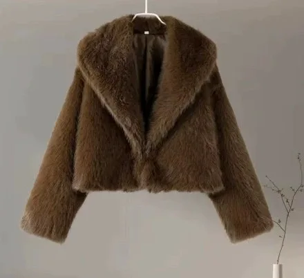 Winter Eco-Friendly Faux Mink Fur Thickened Short Coat Women's Fur Top Artificial Pelt Jacket Warm Cosy Trendy Outerwear