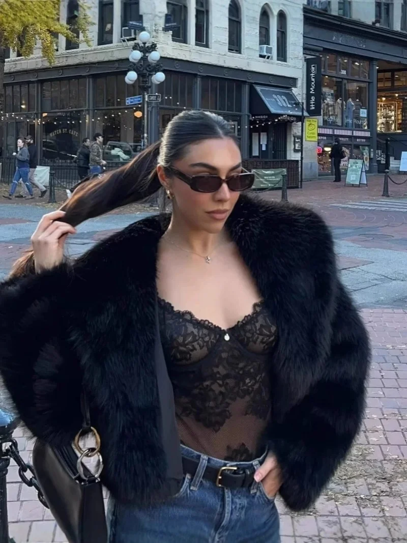 Winter Eco-Friendly Faux Mink Fur Thickened Short Coat Women's Fur Top Artificial Pelt Jacket Warm Cosy Trendy Outerwear