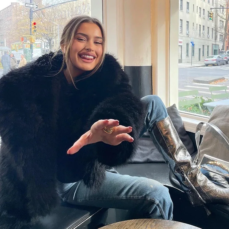 Winter Eco-Friendly Faux Mink Fur Thickened Short Coat Women's Fur Top Artificial Pelt Jacket Warm Cosy Trendy Outerwear