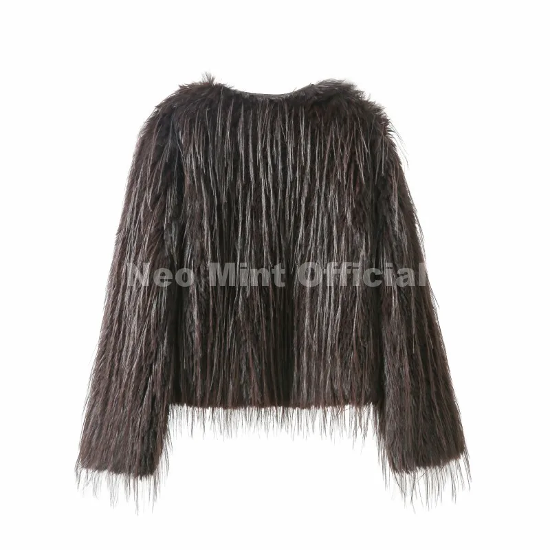 Neo Mint Winter 2025 Tassels Faux Fur Coat for Women Stylish Chic Fluffy Fur Jacket Furry Fox Fur Overcoat Girl Shaggy Outerwear