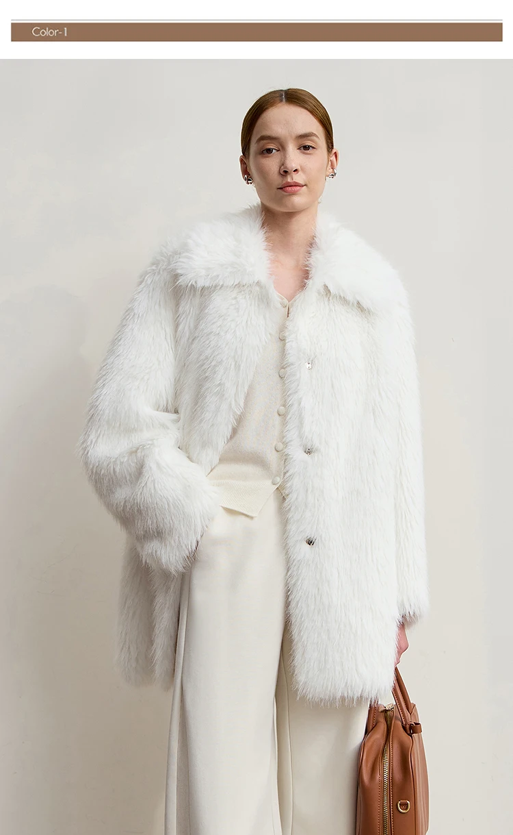 AMII Winter Fur Coat 2025 Autumn New Turn-Down Collar Versatile Coat Woman Long Sleeves Loose Casual Women's Outerwear 12554008