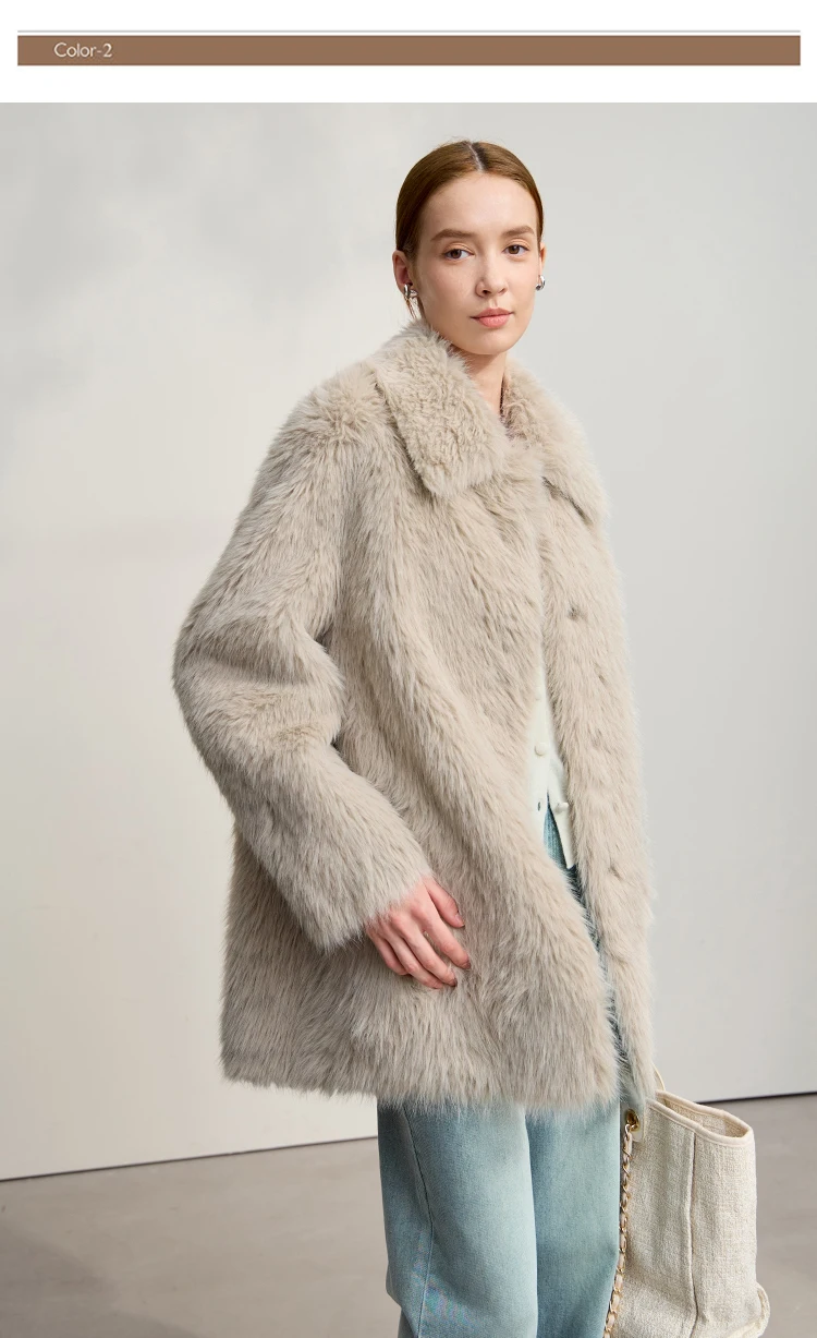 AMII Winter Fur Coat 2025 Autumn New Turn-Down Collar Versatile Coat Woman Long Sleeves Loose Casual Women's Outerwear 12554008