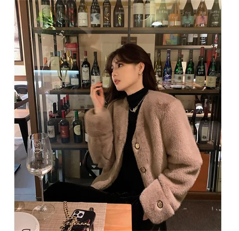 Women's Coat  Women's fur Coat New Fashion Mink fur Coat Women's Autumn and Winter new Fur Short Ladies Wind Chaebol Daughter
