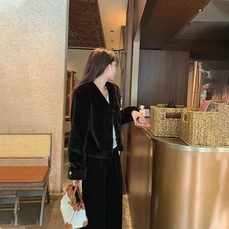 Women's Coat  Women's fur Coat New Fashion Mink fur Coat Women's Autumn and Winter new Fur Short Ladies Wind Chaebol Daughter