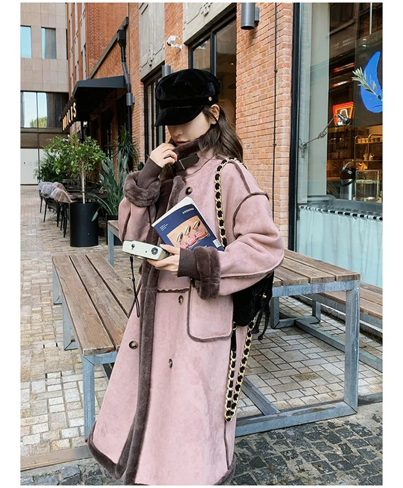 Imitation Fur Coat For Women's Winter 2026 New Suede Lamb Fur Loose And Slimming Thicken Long fur Jacket wool Suede Velvet Coat