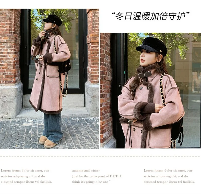 Imitation Fur Coat For Women's Winter 2026 New Suede Lamb Fur Loose And Slimming Thicken Long fur Jacket wool Suede Velvet Coat