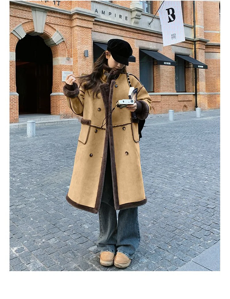 Imitation Fur Coat For Women's Winter 2026 New Suede Lamb Fur Loose And Slimming Thicken Long fur Jacket wool Suede Velvet Coat