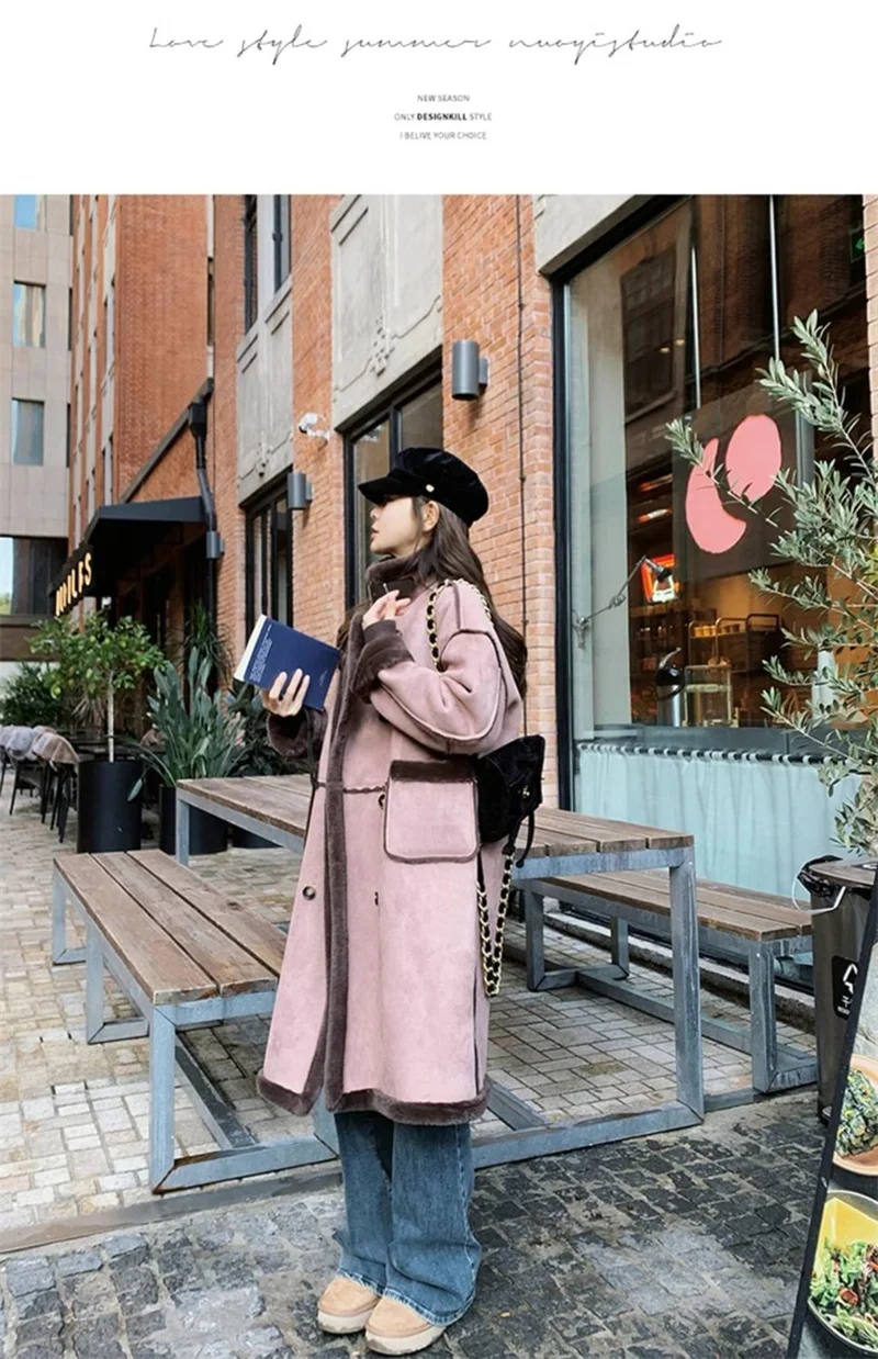 Imitation Fur Coat For Women's Winter 2026 New Suede Lamb Fur Loose And Slimming Thicken Long fur Jacket wool Suede Velvet Coat