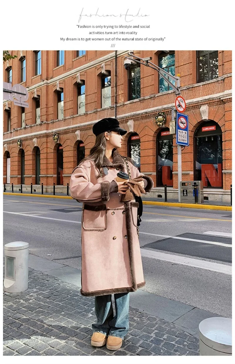 Imitation Fur Coat For Women's Winter 2026 New Suede Lamb Fur Loose And Slimming Thicken Long fur Jacket wool Suede Velvet Coat