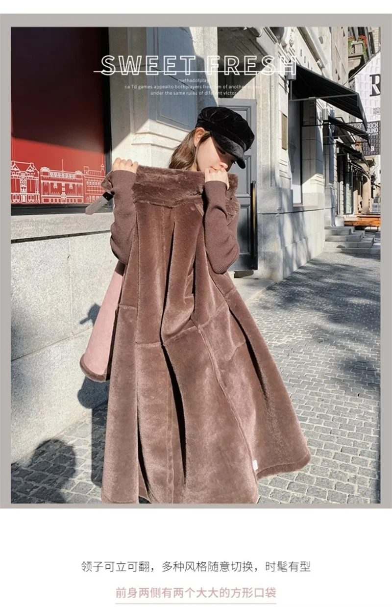 Imitation Fur Coat For Women's Winter 2026 New Suede Lamb Fur Loose And Slimming Thicken Long fur Jacket wool Suede Velvet Coat