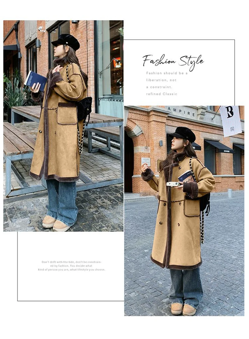 Imitation Fur Coat For Women's Winter 2026 New Suede Lamb Fur Loose And Slimming Thicken Long fur Jacket wool Suede Velvet Coat