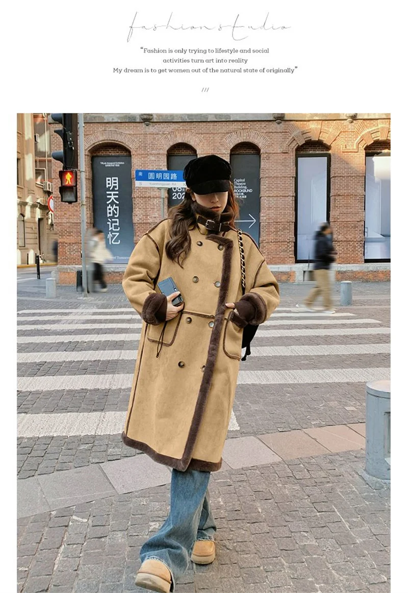 Imitation Fur Coat For Women's Winter 2026 New Suede Lamb Fur Loose And Slimming Thicken Long fur Jacket wool Suede Velvet Coat