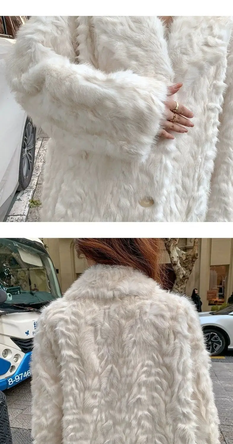2025 New Fur Coat Lamb Fur Fur Integrated Winter Clothing Loose Warm Small Lake Sheep Knee Long Coat