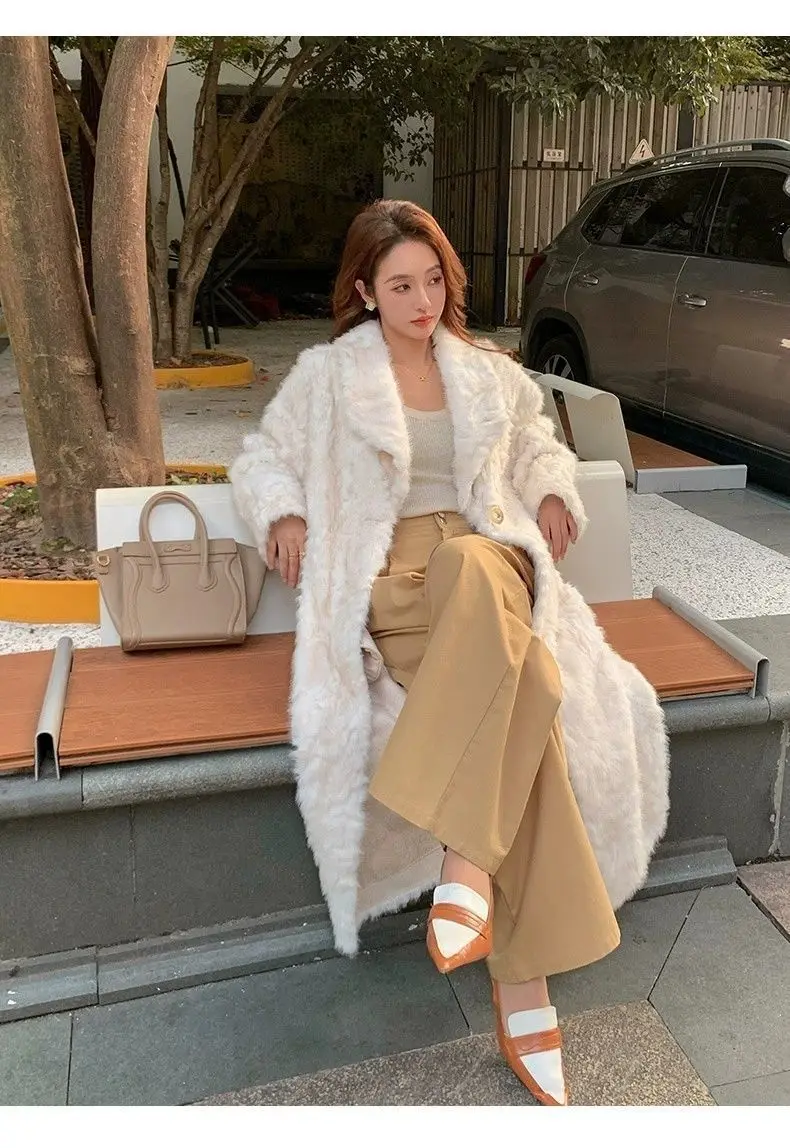 2025 New Fur Coat Lamb Fur Fur Integrated Winter Clothing Loose Warm Small Lake Sheep Knee Long Coat