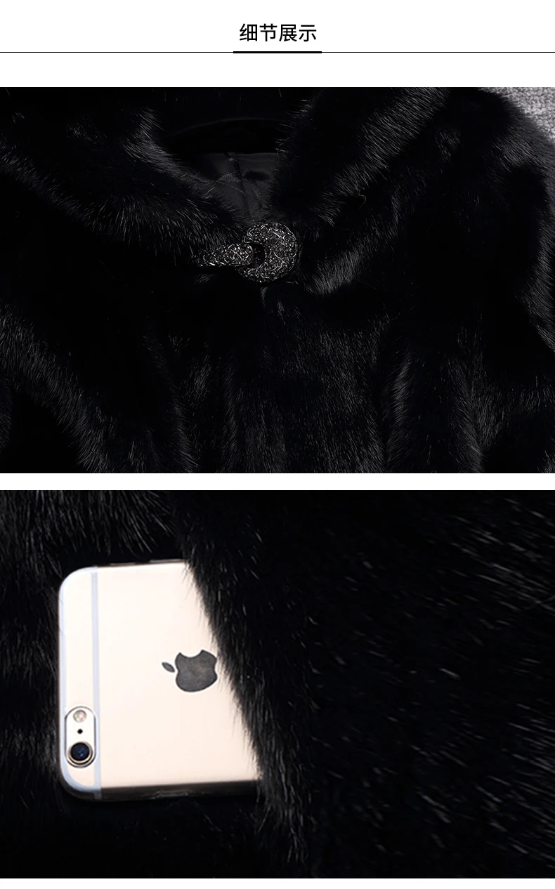 Lautaro Winter Black Warm Thick Hairy Soft Faux Mink Fur Coat Women with Hood Elegant Luxury Fluffy Jacket 2022 4xl 5xl 6xl 7xl