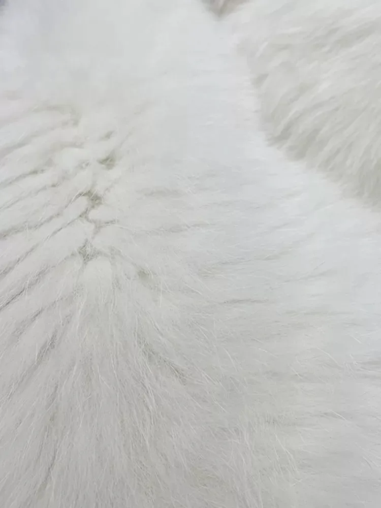 Faux Fox Fur Coats Women Fur Jackets Mid Length Blue Hooded Long Sleeves Thick Warm Fur Loose Fit Casual 2025 Autumn Winter