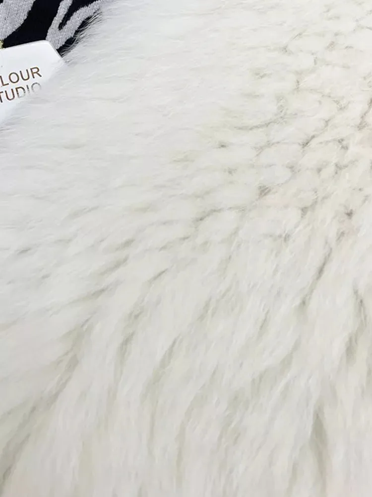 Faux Fox Fur Coats Women Fur Jackets Mid Length Blue Hooded Long Sleeves Thick Warm Fur Loose Fit Casual 2025 Autumn Winter