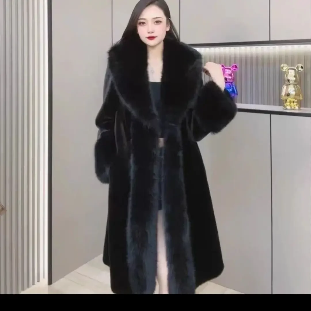 Long Coat Faux Fur Coats Women Thick Warm Turn Down Collar Y2k Streetwear Work White Outerwear Jackets Elegant Fur Autumn Winter