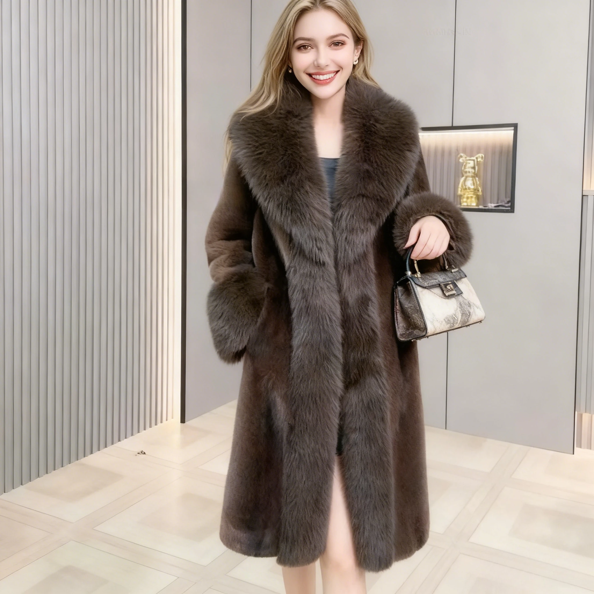 Long Coat Faux Fur Coats Women Thick Warm Turn Down Collar Y2k Streetwear Work White Outerwear Jackets Elegant Fur Autumn Winter