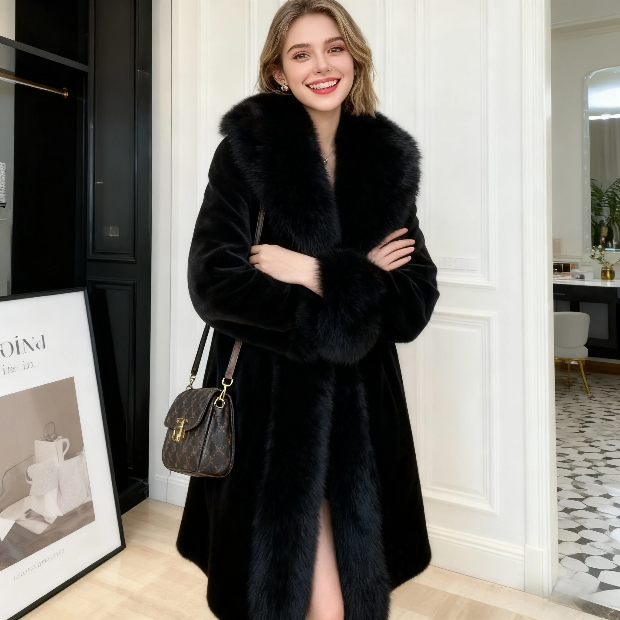 Long Coat Faux Fur Coats Women Thick Warm Turn Down Collar Y2k Streetwear Work White Outerwear Jackets Elegant Fur Autumn Winter