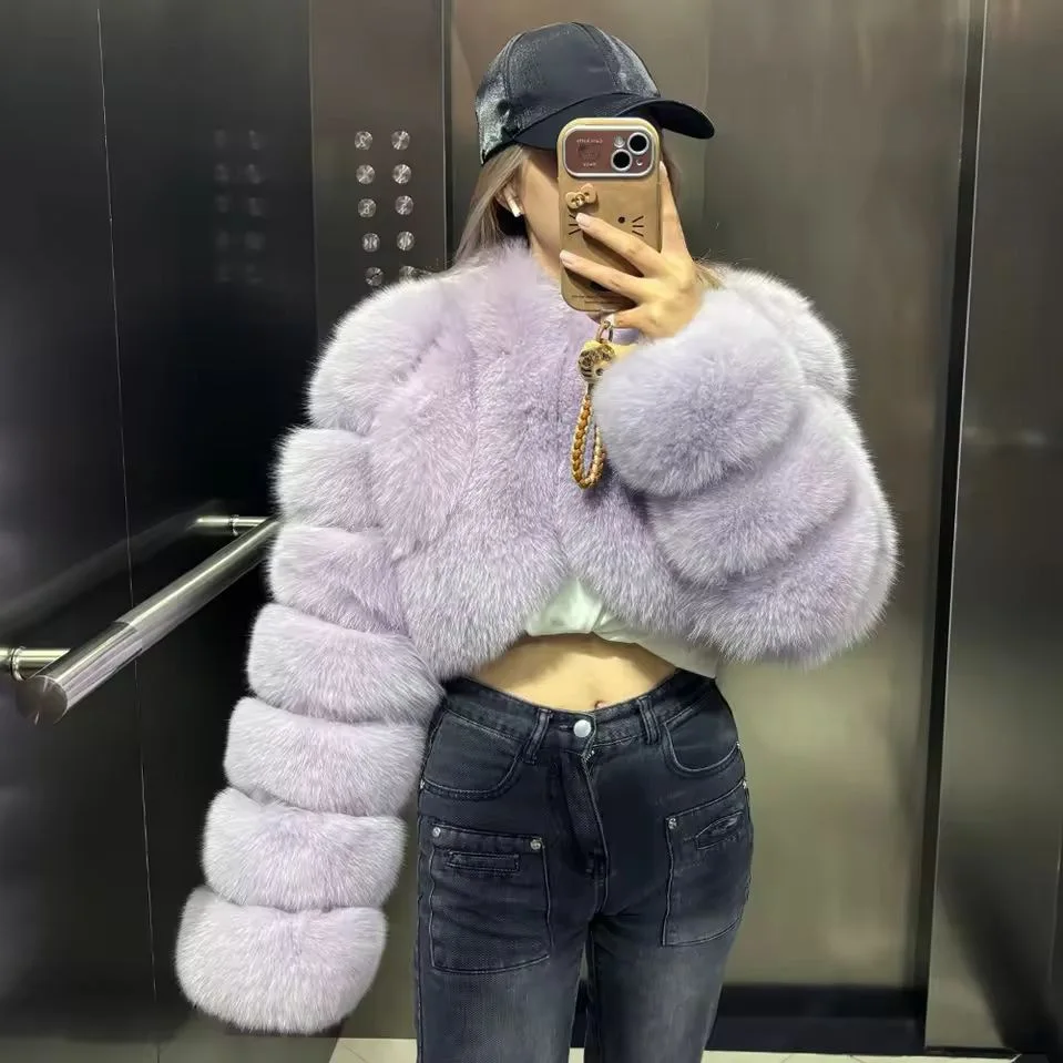 Warm Faux Fur Coats Women Short Overcoats Loose O Neck Long Sleeves Covered Button Straight Work Y2k Casual 2026 Autumn Winter