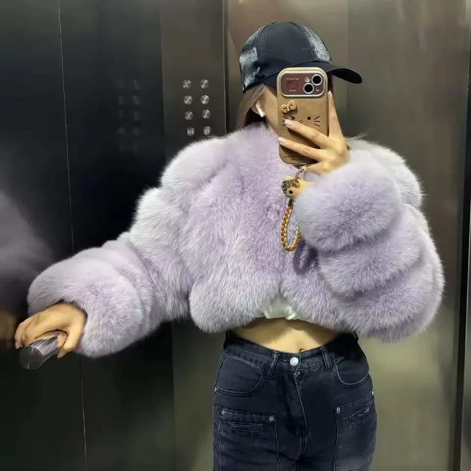 Warm Faux Fur Coats Women Short Overcoats Loose O Neck Long Sleeves Covered Button Straight Work Y2k Casual 2026 Autumn Winter