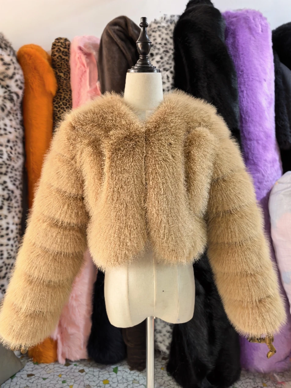 Warm Faux Fur Coats Women Short Overcoats Loose O Neck Long Sleeves Covered Button Straight Work Y2k Casual 2026 Autumn Winter