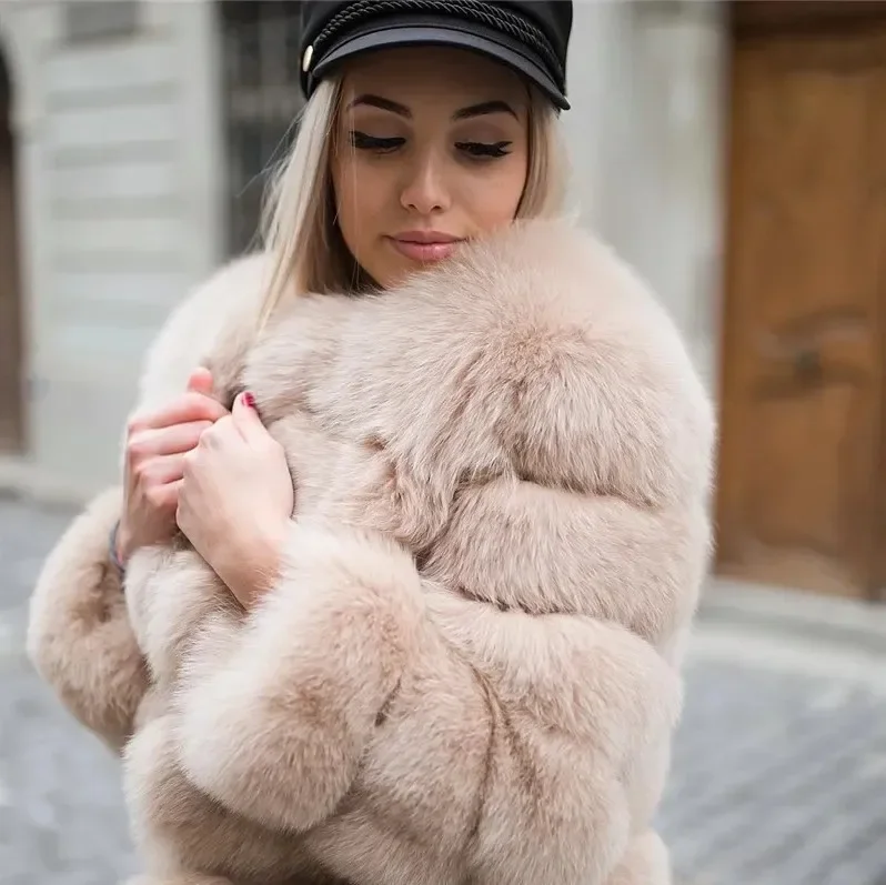 Autumn Winter Faux Fur Fox Coats Women Short Yellow Coat Jackets Elegant Jacket Punk Outerwear Party White Thick Warm Y2k Coats