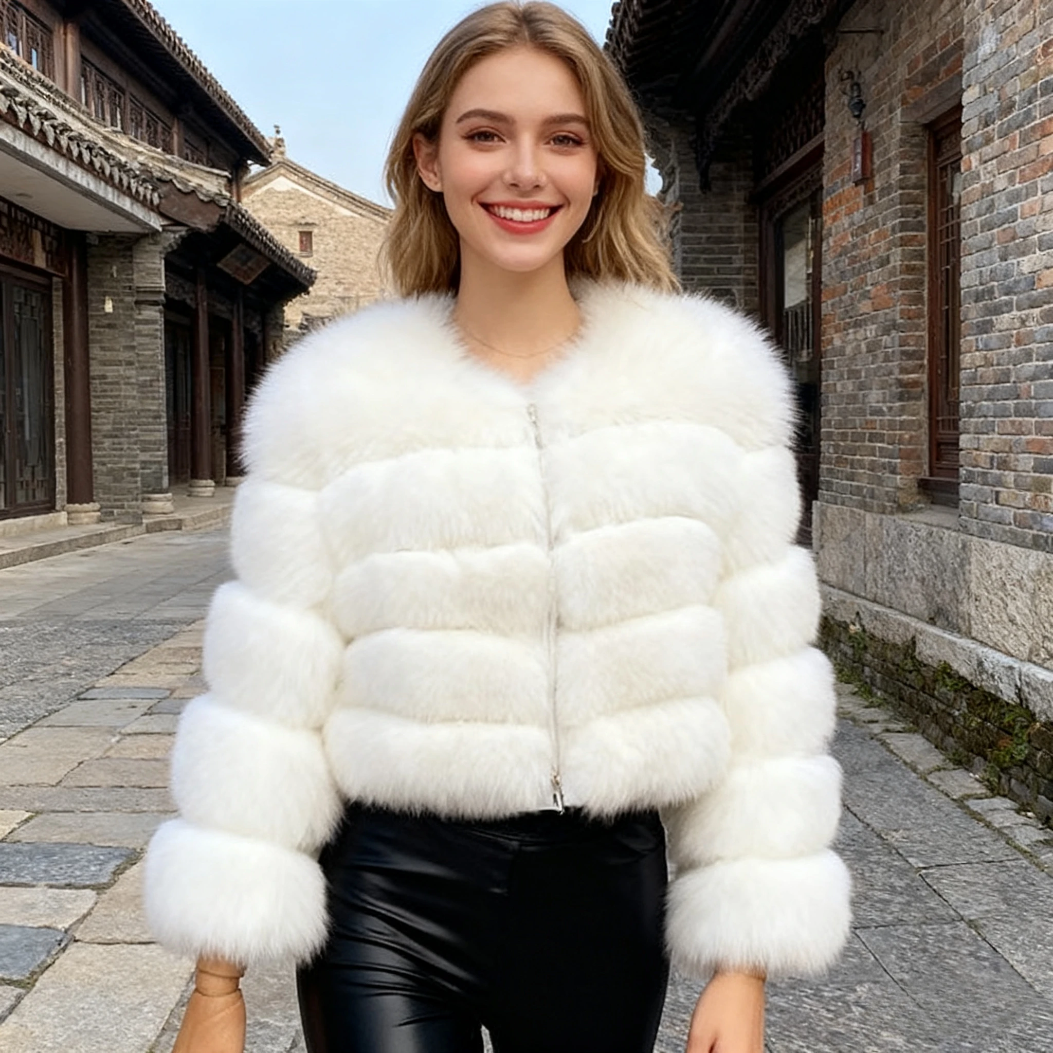 Autumn Winter Faux Fur Fox Coats Women Short Yellow Coat Jackets Elegant Jacket Punk Outerwear Party White Thick Warm Y2k Coats
