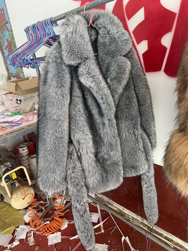 HOOOFUR New Silver Fox Fur Faux Feather Underwear Women'S Fake Fur Coat Sexy Fur Skirt Styles Can Be Customized Plus size