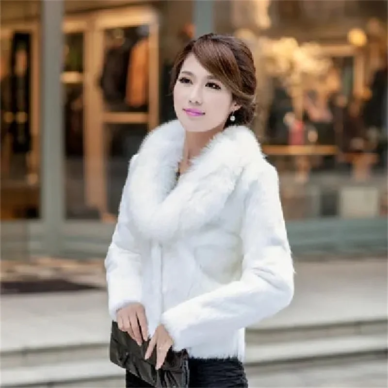 Korean Women Long Sleeved Fur Jacket 2025 Ladies High End Faux Fur Short Coat Winter Female Fashion Large Size 5XL Plush Outwear