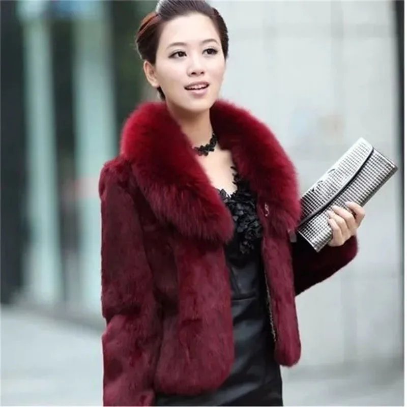 Korean Women Long Sleeved Fur Jacket 2025 Ladies High End Faux Fur Short Coat Winter Female Fashion Large Size 5XL Plush Outwear