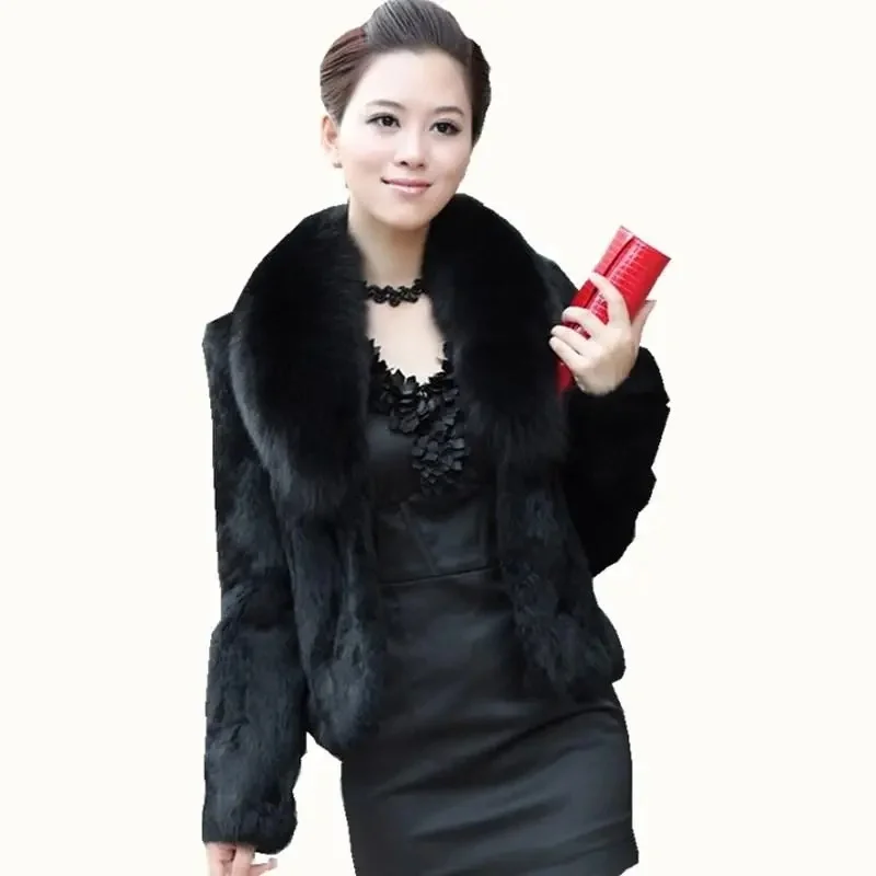 Korean Women Long Sleeved Fur Jacket 2025 Ladies High End Faux Fur Short Coat Winter Female Fashion Large Size 5XL Plush Outwear