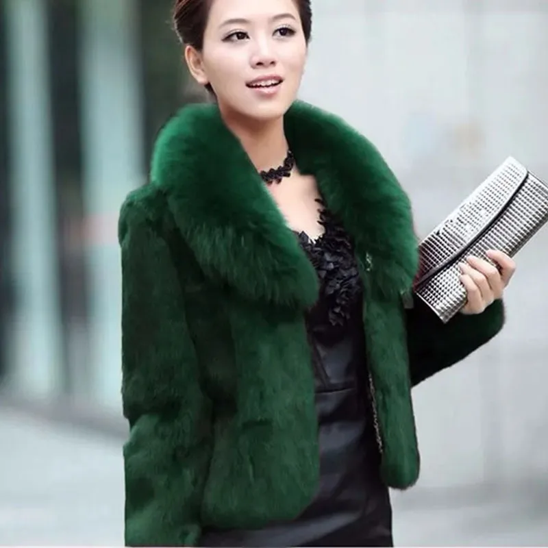 Korean Women Long Sleeved Fur Jacket 2025 Ladies High End Faux Fur Short Coat Winter Female Fashion Large Size 5XL Plush Outwear