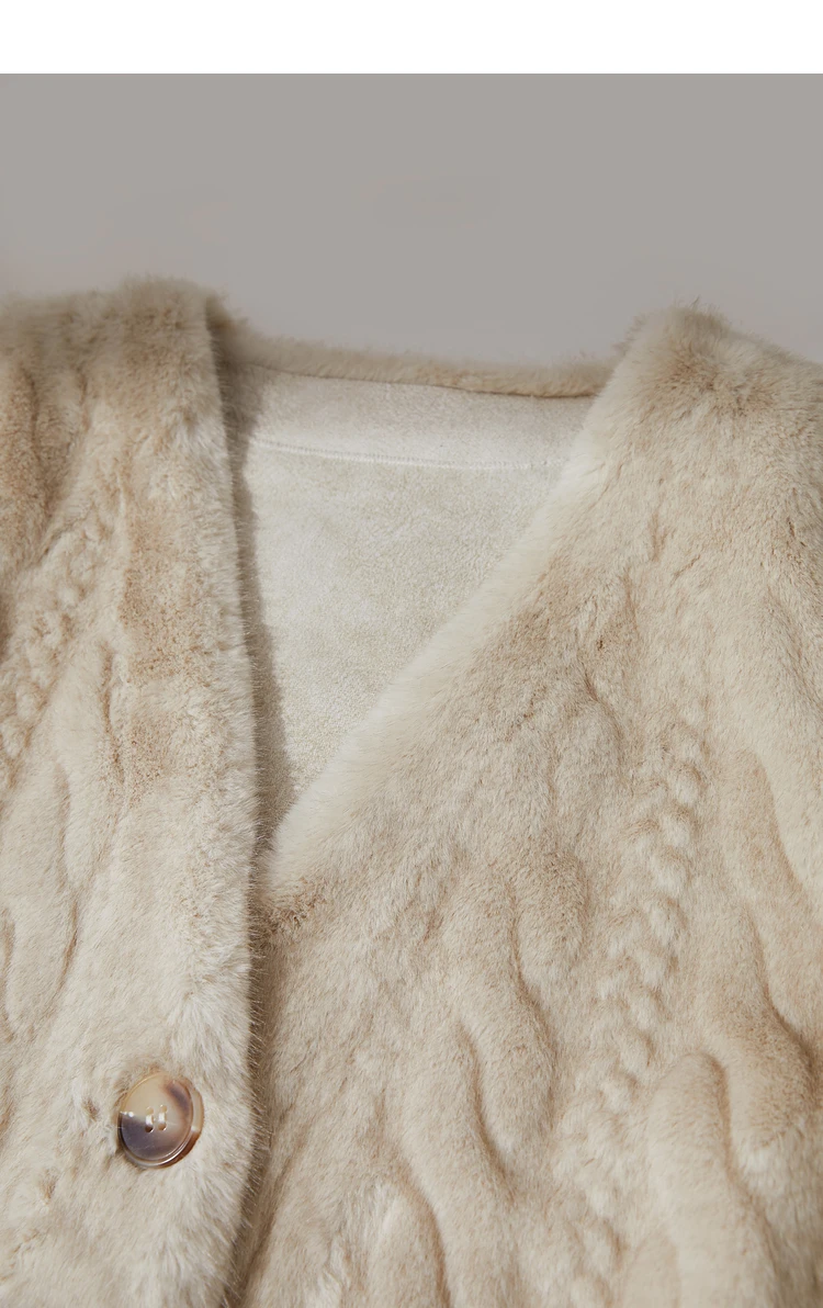 Women Fur Cardigan Thickened Long2025Spring And Autumn V-neck Jacket Female Loose Simple Leisure With Buttons Faux Fur Mink Coat
