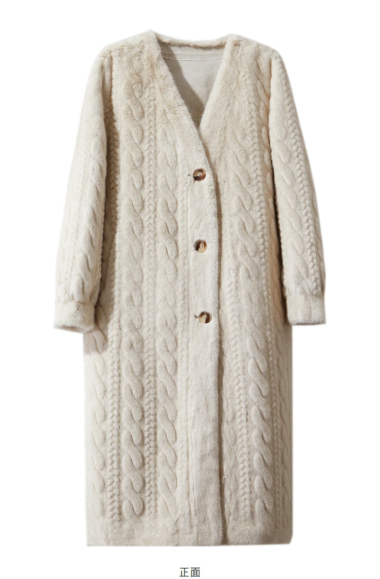 Women Fur Cardigan Thickened Long2025Spring And Autumn V-neck Jacket Female Loose Simple Leisure With Buttons Faux Fur Mink Coat