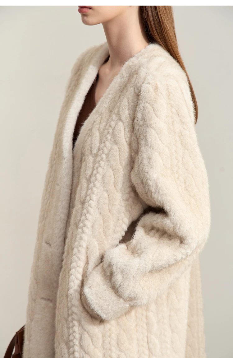 Women Fur Cardigan Thickened Long2025Spring And Autumn V-neck Jacket Female Loose Simple Leisure With Buttons Faux Fur Mink Coat