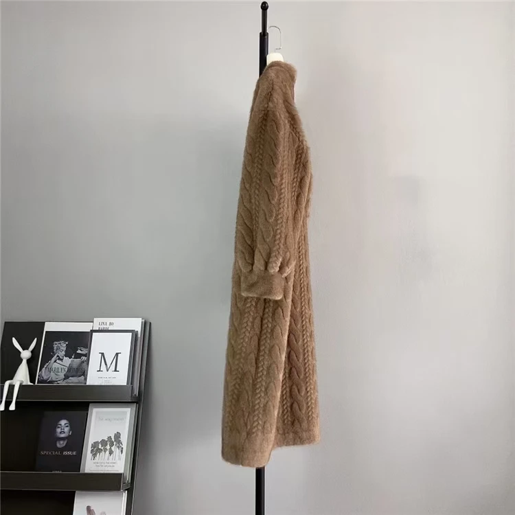 Women Fur Cardigan Thickened Long2025Spring And Autumn V-neck Jacket Female Loose Simple Leisure With Buttons Faux Fur Mink Coat