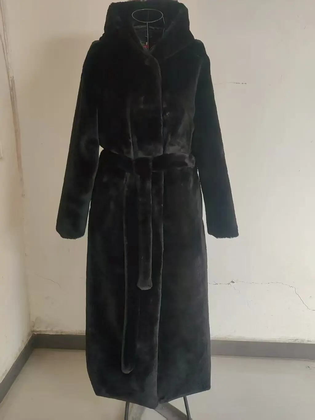 Women Thick Maxi Jacket Y2k Autumn Winter Belt Faux Fur Maxi Coat Long Warm Luxury Belt Fur Black Parkas Bontjas Furry Outerwear