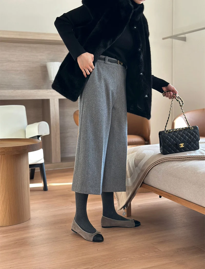 New Arrivals Faux Mink Fur Women Coat Winter Fall Warm Turtle Neck Petal Sleeves Korean Fashion Girls Faux Fur Jacket