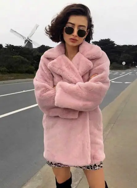 Fashion Contrast Multi Color Faux Fur Coat Long Hairy Shaggy Outwear Women Autumn Winter Short Jacket Coat Tops